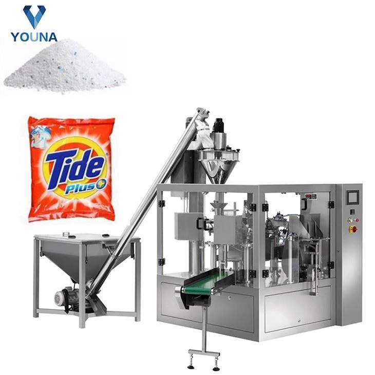 Baliaci stroj na plnenie práškového detergentu